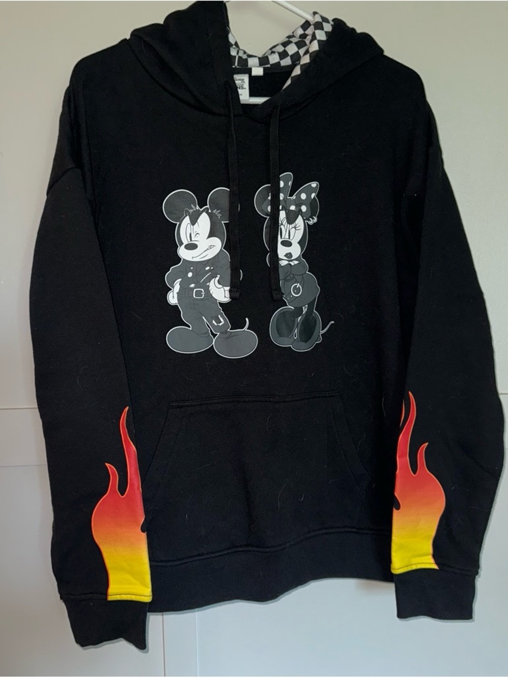 Vans Black Graphic Mickey & Minnie Hooded Sweater with Flame Cuffs